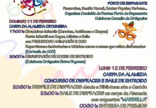 As festas de Entroido marcan a axenda cultural de febreiro no Concello de Ortigueira